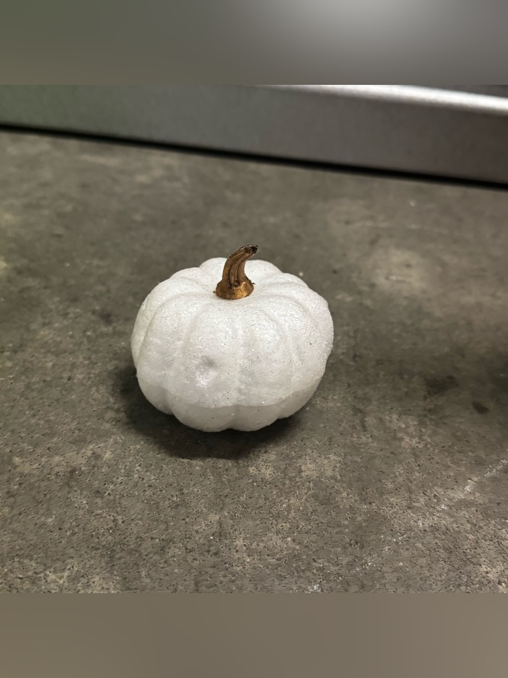 White Decorative Mini Pumpkin with Gold Stem